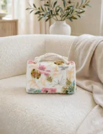 CHANEL Floral Embroidered Top Handle Flap Bag