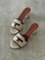 loro Piana Fabric and Leather Block Heel - Image 3