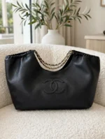 CHANEL Tonal Logo Soft Chain Tote Bag - Image 3