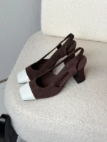 Chanel Two-Tone Suede Slingback Pumps - Image 6