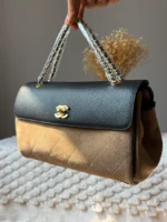 Chanel Quilted Suede & Grained Leather Flap Bag with Chain - Image 3