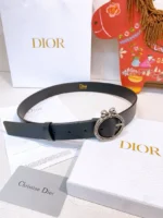 DIOR CD Navy Black Leather Belt - Image 7