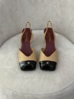 Chanel Patent Cap-Toe Slingback Pumps