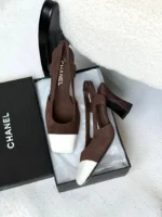 Chanel Two-Tone Suede Slingback Pumps - Image 7