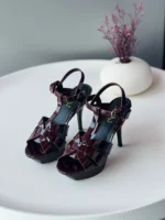 Saint Laurent Patent Platform Sandals