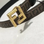 Fendi FF Logo Embossed Leather Belt
