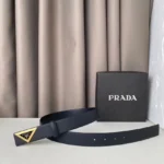 Prada Triangle Logo Leather Belt - Image 7