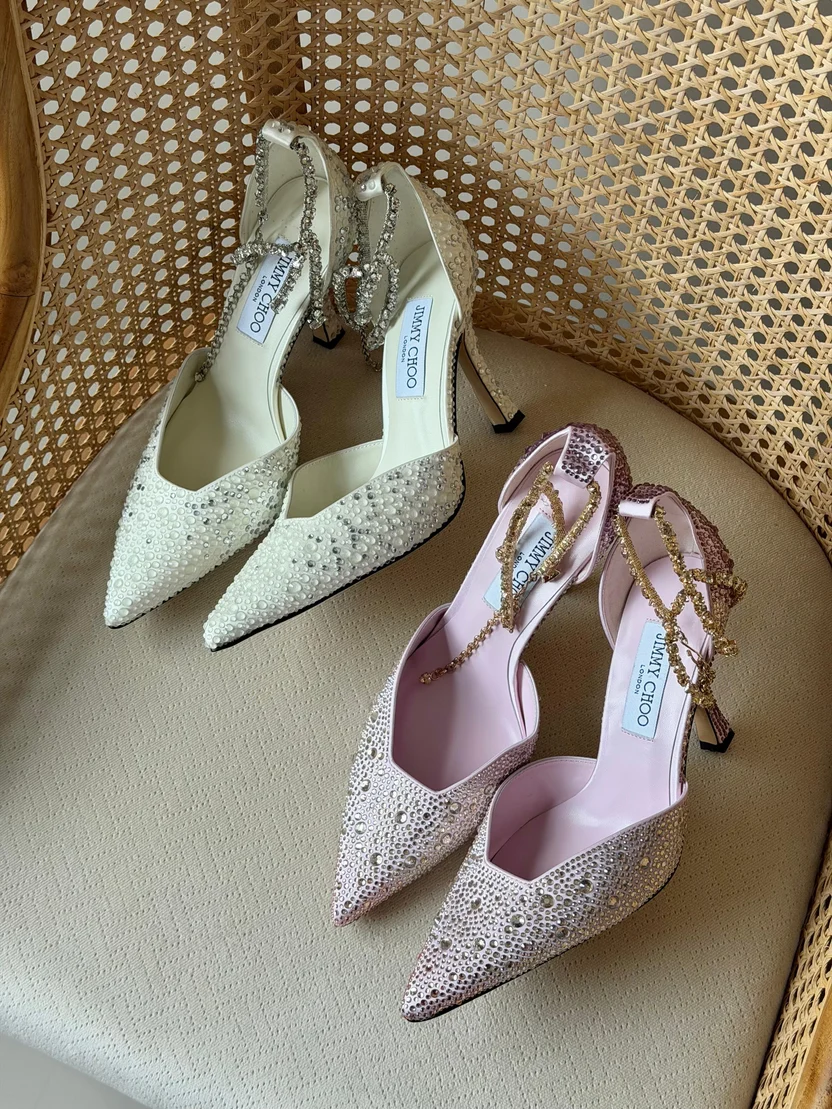 9a04ef12-624a-4d77-91b2-0bfbf9efe900 Jimmy Choo Saeda Crystal Chain Pump - Image 1