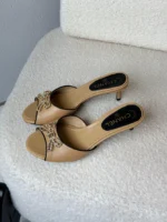 اChanel CC Bow Embellished Kitten Heel Mules - Image 8