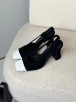 Chanel Two-Tone Suede Slingback Pumps - Image 3