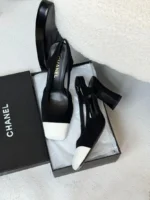 Chanel Two-Tone Suede Slingback Pumps - Image 4