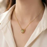 Cartier Gold Tone Panther Head Necklace