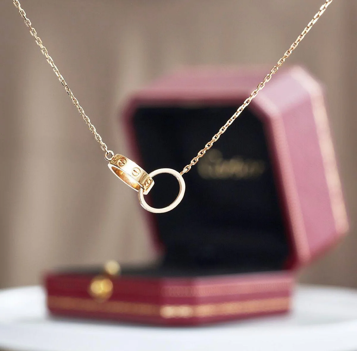 PHOTO-2025-06-13-18-19-24_10 Cartier Mixed Tone Double Ring Necklace - Image 1