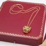 Cartier Gold Tone Openwork Panther Head Necklace - Image 3