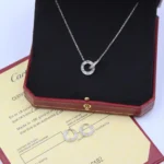 Cartier Embellished Circle Necklace and Hoop Earrings Set - Image 4