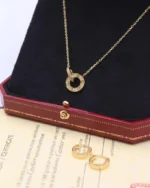 Cartier Embellished Circle Necklace and Hoop Earrings Set