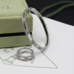 Van Cleef Signature Silver Ring and Bracelet Set
