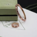 Van Cleef Beaded Clover Silver Ring and Bracelet Set