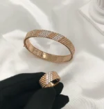 Van Cleef Beaded Pave Ring and Bracelet Set - Image 2