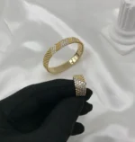 Van Cleef Beaded Pave Ring and Bracelet Set