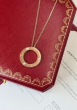 Cartier Rose Gold Tone Three Accent Circle Necklace - Image 4