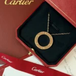 Cartier Rose Gold Tone Screw Circle Necklace