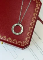 Cartier Rose Gold Tone Three Accent Circle Necklace - Image 2