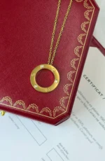 Cartier Rose Gold Tone Three Accent Circle Necklace