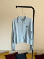 Miu Miu White / Sky Blue Cotton Shirt