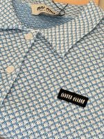 Miu Miu White / Sky Blue Cotton Shirt - Image 4