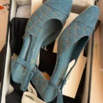 Chanel Quilted Denim Slingback Heels