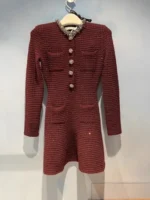 Self-Portrait Burgundy Textured Knit Embellished Mini Dress - Image 4