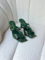 Chanel Croc-Embossed Mules - Image 6