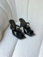 Chanel Croc-Embossed Mules - Image 4