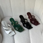 Chanel Croc-Embossed Mules
