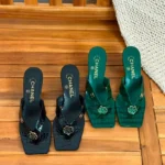 Chanel Camellia CC Logo Thong Heeled Sandals