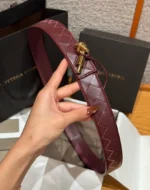Bottega Veneta Intrecciato Leather Belt with Brass Knot - Image 8
