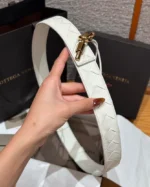 Bottega Veneta Intrecciato Leather Belt with Brass Knot - Image 3