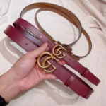 Gucci Marmont Leather Belt with Double G Buckle