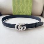 Gucci Marmont Crystal-Embellished Leather Belt - Image 6