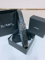 Chanel Black Leather Belt with Interwoven Chain CC Buckle - Image 8