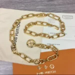 Louis Vuitton Chain Belt with LV Initials and Monogram Flower Charms - Image 5
