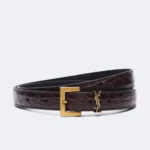 Saint Laurent Cassandre Thin Leather Belt