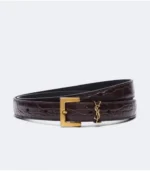Saint Laurent Cassandre Thin Leather Belt