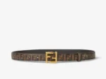Fendi FF Logo Embossed Leather Belt - Image 2