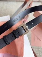 Miu Miu Logo Buckle Leather Belt - Image 3
