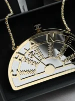CHANEL Semicircle Chain Evening Bag - Image 6