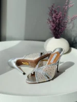 Aquazzura Embellished Mesh Mules - Image 5