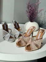 Aquazzura Embellished Mesh Mules - Image 6