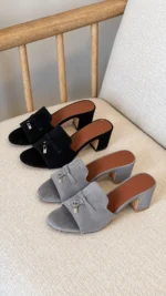 Loro Piana Summer Charms Suede Mules - Image 4